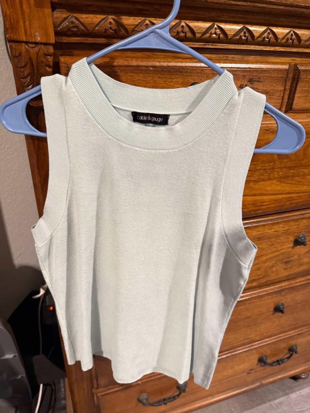 Cable & Gauge Sleeveless Knit Tank in Pale Mint